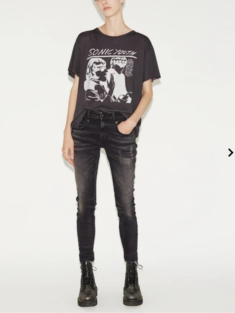 R13 Women’s Washed Black Boy Skinny Jeans Size28